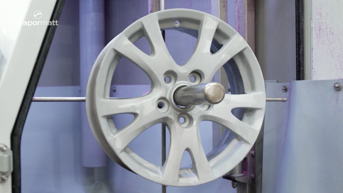 Alloy wheel after wet blasting