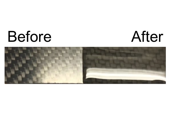 Compsite sample before and after wet blasting